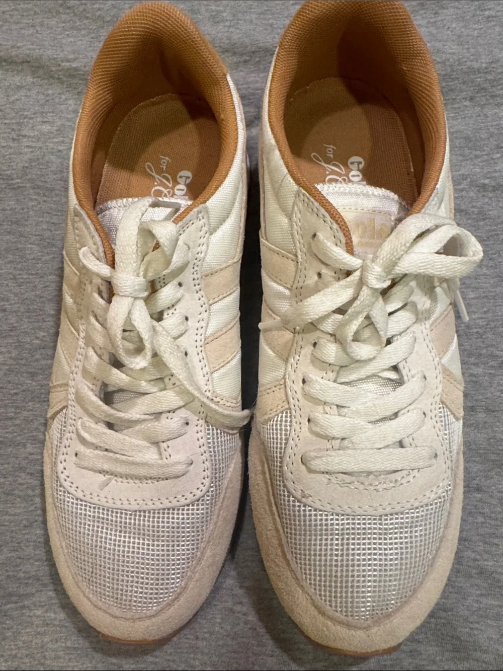 Gola for J Crew Cream and Tan Retro Style Trainers